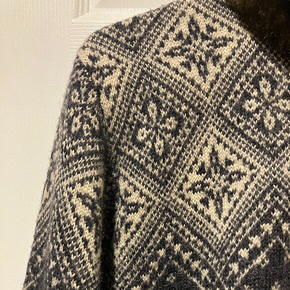 VTG Lauren Ralph Lauren Fair Isle Wool Full Zip Sweater Faux Fur Collar/Cuffs-PM - Picture 6 of 13